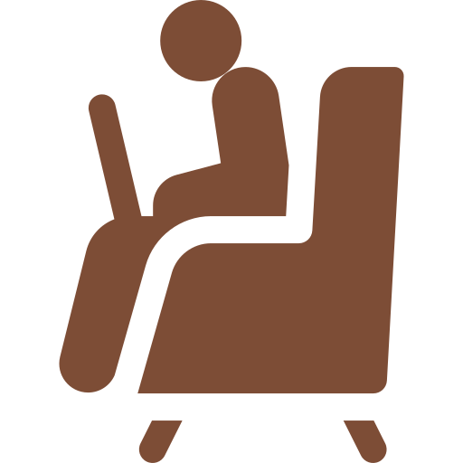 Person sitting on sofa icon illustrating sedentary lifestyle and lack of physical activity leading to metabolic imbalance.