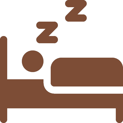 Person in a bed icon symbolizing oversleeping and low activity affecting metabolism and increasing diabetes risk.