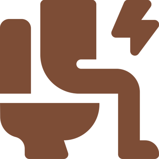 Person seated in rest room icon illustrating constipation or diarrhea causing irritation and inflammation of the anal canal.