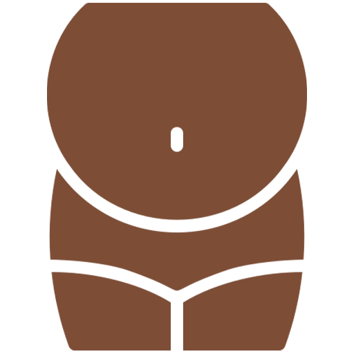 Abdominal icon showing abdominal fat outline, indicating excess weight putting pressure on weight-bearing joints and increasing osteoarthritis risk.