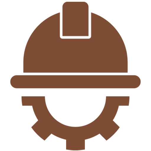 Hard-hat and gear icon symbolizing occupations with repetitive joint stress, such as construction or farming, increasing osteoarthritis risk.