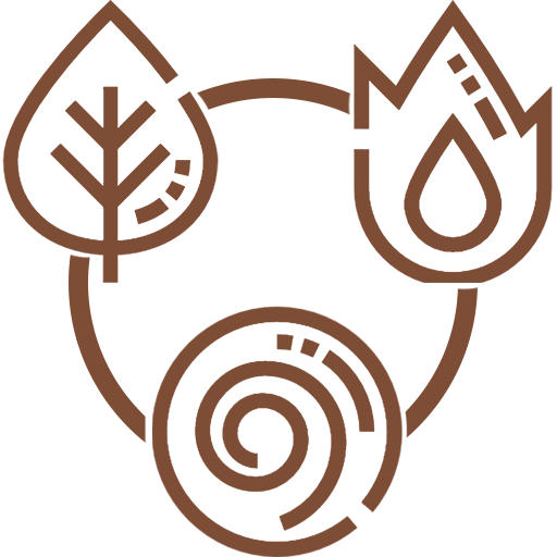 Three-petal Ayurveda icon representing the involvement of all three doshas, Vata, Pitta, and Kapha, in Tridoshaja Arsha.