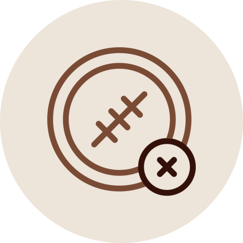 Sutured skin icon with cancel symbol denoting dilatation as a non-invasive, surgery-free approach of Dilatation