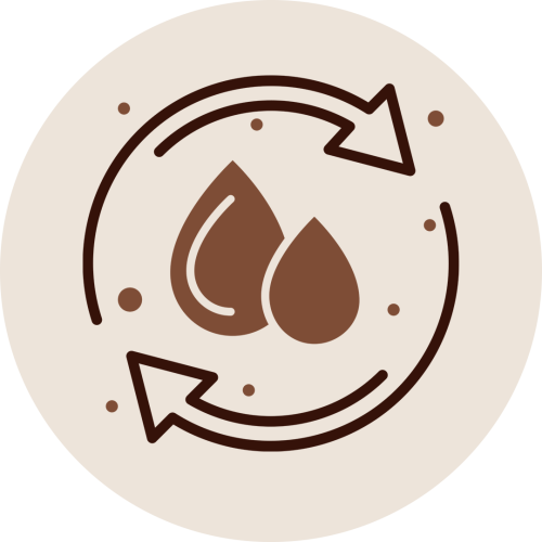 Blood drops icon with arrows representing improved circulation in Pizhichil Therapy, enhancing oxygen and nutrient flow