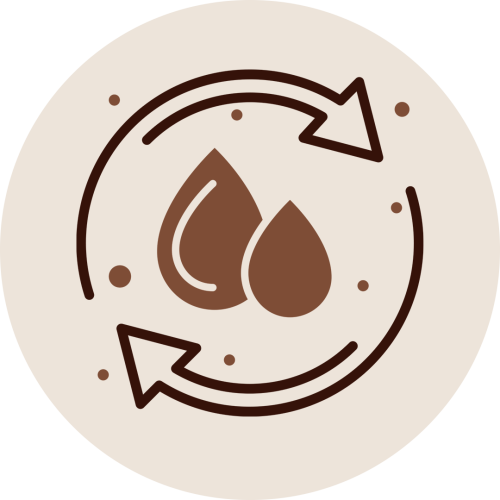 Blood drops icon with circular arrows representing Kshara Sutra Therapy boosting circulation for improved tissue health