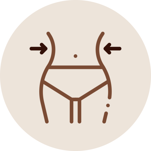 Waistline icon with circular arrows representing weight loss benefits of Udwarthanam Treatment for fat reduction and improved body contour
