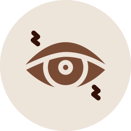 Eye icon with dryness lines representing Akshi Tarpanam therapy restoring moisture and lubrication to relieve dry, irritated eyes