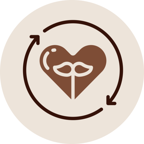 Heart icon with circular arrows representing detoxification benefits of Udwarthanam Treatment for cleansing the skin and internal systems